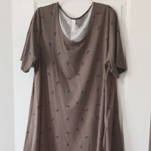 Grey Floral Short Sleeve Top